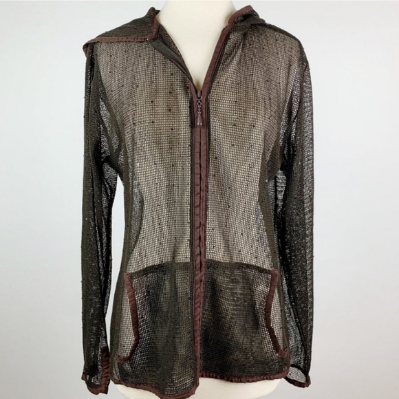 Pacific Cove women's swim coverup brown mesh sequins size M - Picture 2 of 11